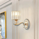 GobekUsa Modern Silver Cylinder Sconce with Clear Crystal Shade - Flush Mount Wall Light