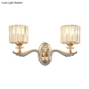 GobekUsa Modern Silver Cylinder Sconce with Clear Crystal Shade - Flush Mount Wall Light
