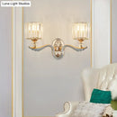 GobekUsa Modern Silver Cylinder Sconce with Clear Crystal Shade - Flush Mount Wall Light