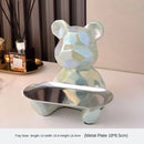 Modern silver geometric bear storage box living room decor statue by Decorbites