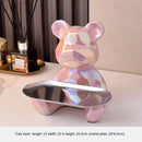 Modern silver geometric bear storage box living room decor statue by Decorbites