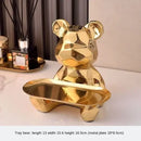 Modern silver geometric bear storage box living room decor statue by Decorbites