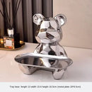 Modern silver geometric bear storage box living room decor statue by Decorbites