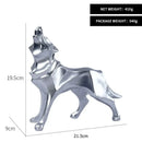 Modern silver geometric wolf statue office abstract decor by Decorbites