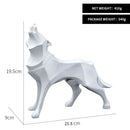 Modern silver geometric wolf statue office abstract decor by Decorbites