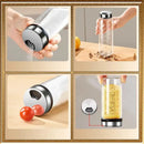 Modern silver glass seasoning jar set kitchen storage with measurements by Decorbites