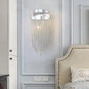 GobekUsa Modern Aluminum Tassel Wall Sconce with 3 Lighting Options in Silver/Gold for Bedside