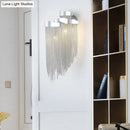 GobekUsa Modern Aluminum Tassel Wall Sconce with 3 Lighting Options in Silver/Gold for Bedside