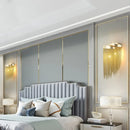 GobekUsa Modern Aluminum Tassel Wall Sconce with 3 Lighting Options in Silver/Gold for Bedside