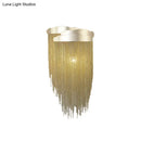 GobekUsa Modern Aluminum Tassel Wall Sconce with 3 Lighting Options in Silver/Gold for Bedside