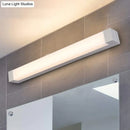 GobekUsa Rectangle Bathroom Wall Mount Light Aluminum LED Nordic Vanity Lamp with Acrylic Shade in White, Warm/White Light (18"/22" W)