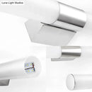 GobekUsa Modern Acrylic Cylinder Vanity Wall Light - 16"/18" Silver LED Wall Mount - Warm/White Light