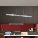 GobekUsa Linear Crystal Block Island Pendant LED Lighting in Silvery Modern Style for Dining Room Suspension