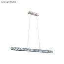 GobekUsa Linear Crystal Block Island Pendant LED Lighting in Silvery Modern Style for Dining Room Suspension