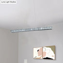 GobekUsa Linear Crystal Block Island Pendant LED Lighting in Silvery Modern Style for Dining Room Suspension