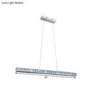 GobekUsa Linear Crystal Block Island Pendant LED Lighting in Silvery Modern Style for Dining Room Suspension