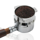 Modern silver machined coffee dosing funnel ring kitchen accessory by Decorbites