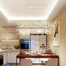 GobekUsa Modern Silver Metal Linear Island Light with 12 Lights - Elegant Dining Room Lamp