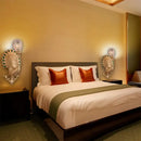 GobekUsa Modern Golden Peacock Wall Sconce with Crystal Bowl Shade – Elegant Bedside Lighting
