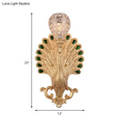 GobekUsa Modern Golden Peacock Wall Sconce with Crystal Bowl Shade – Elegant Bedside Lighting