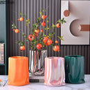 GobekUsa Gold Plated Pleated Texture Ceramic Vase for Desk Decor and Flower Arrangements