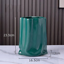 GobekUsa Gold Plated Pleated Texture Ceramic Vase for Desk Decor and Flower Arrangements