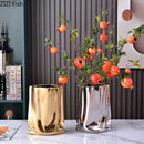 GobekUsa Gold Plated Pleated Texture Ceramic Vase for Desk Decor and Flower Arrangements