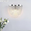 GobekUsa Modern Silver Tassel Wall Light with Rippling Chain Design - 2-Bulb Aluminum Sconce for Sitting Room Vogue Lighting