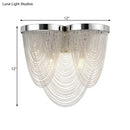 GobekUsa Modern Silver Tassel Wall Light with Rippling Chain Design - 2-Bulb Aluminum Sconce for Sitting Room Vogue Lighting