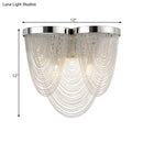 GobekUsa Modern Silver Tassel Wall Light with Rippling Chain Design - 2-Bulb Aluminum Sconce for Sitting Room Vogue Lighting
