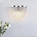 GobekUsa Modern Silver Tassel Wall Light with Rippling Chain Design - 2-Bulb Aluminum Sconce for Sitting Room Vogue Lighting