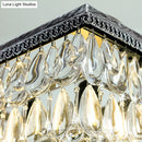 GobekUsa Modern Silver Teardrop Crystal Ceiling Light with 4/6 Heads for Living Room Island