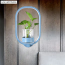 GobekUsa Macaron Metal LED Wall Sconce with Plant Pot for Bedroom - Grey/Yellow/Blue