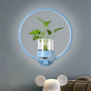 GobekUsa Macaron Metal LED Wall Sconce with Plant Pot for Bedroom - Grey/Yellow/Blue
