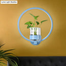 GobekUsa Macaron Metal LED Wall Sconce with Plant Pot for Bedroom - Grey/Yellow/Blue