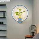 GobekUsa Macaron Metal LED Wall Sconce with Plant Pot for Bedroom - Grey/Yellow/Blue