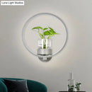 GobekUsa Macaron Metal LED Wall Sconce with Plant Pot for Bedroom - Grey/Yellow/Blue