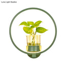 GobekUsa Macaron Metal LED Wall Sconce with Plant Pot for Bedroom - Grey/Yellow/Blue