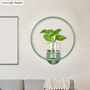GobekUsa Macaron Metal LED Wall Sconce with Plant Pot for Bedroom - Grey/Yellow/Blue
