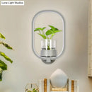 GobekUsa Macaron Metal LED Wall Sconce with Plant Pot for Bedroom - Grey/Yellow/Blue