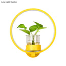 GobekUsa Macaron Metal LED Wall Sconce with Plant Pot for Bedroom - Grey/Yellow/Blue
