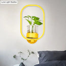 GobekUsa Macaron Metal LED Wall Sconce with Plant Pot for Bedroom - Grey/Yellow/Blue