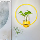 GobekUsa Macaron Metal LED Wall Sconce with Plant Pot for Bedroom - Grey/Yellow/Blue