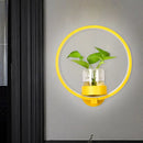 GobekUsa Macaron Metal LED Wall Sconce with Plant Pot for Bedroom - Grey/Yellow/Blue
