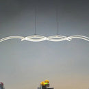 GobekUsa Acrylic LED Island Pendant Light in Warm/White - Silver Wave Suspended Fixture