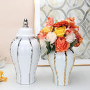 GobekUsa Silver Striped Porcelain Ginger Pot Vase.