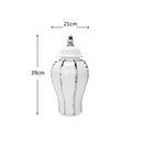 GobekUsa Silver Striped Porcelain Ginger Pot Vase.