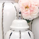 GobekUsa Silver Striped Porcelain Ginger Pot Vase.