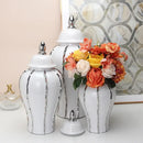 GobekUsa Silver Striped Porcelain Ginger Pot Vase.