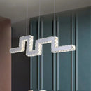 GobekUsa Minimalist Crystal-Encrusted LED Island Lamp Pendant - Stainless Steel